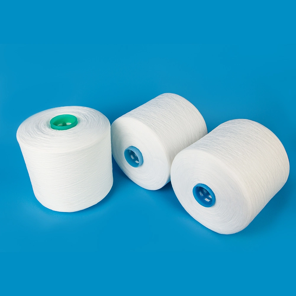 100% Polyester Ring Spun Yarn Pre-Dyed Raw White Sewing Thread for Sewing 40/2 Tfo Techs Process